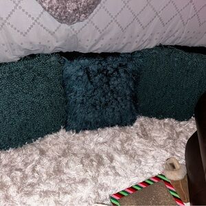 Fluffy 3 Teal Throw Pillows 22x22